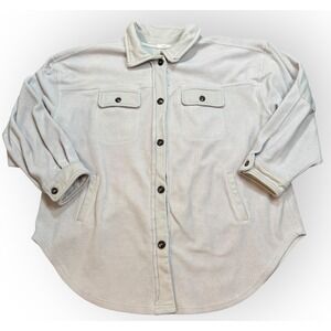 The Vintage Shop Fleece Shacket Button Up Shirt Jacket Light Gray Size Large